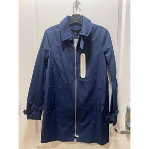 Blanc Noir Travel Engineer All Weather Navy Blue Midi Trench Coat  size S winter
